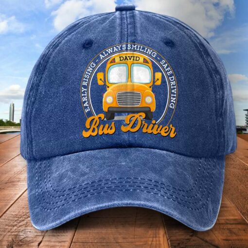 Personalized School Bus Distressed Washed Cotton Printed Hat MQND5220503 - Image 2