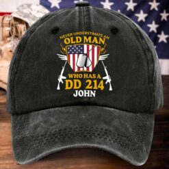 Personalized Us Veteran Distressed Washed Cotton Printed Hat, Gift for Veterans MQPY5120504