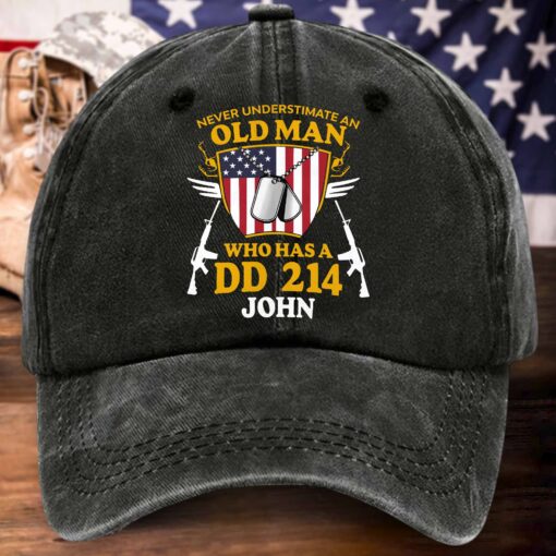 Personalized Us Veteran Distressed Washed Cotton Printed Hat, Gift for Veterans MQPY5120504