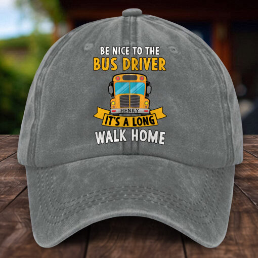 Personalized School Bus Distressed Washed Cotton Printed Hat MQHH5140503 - Image 4