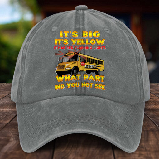 Personalized School Bus Distressed Washed Cotton Printed Hat MQHH5150503 - Image 4