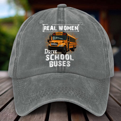 Personalized School Bus Distressed Washed Cotton Printed Hat MQHH5150504 - Image 2