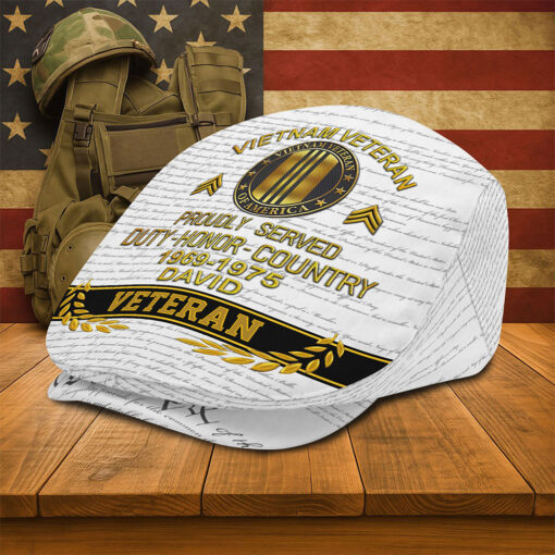 Personalized Vietnam Veteran Flat Cap, Custom Vietnam Veteran Jeff Cap QFTO5160501 - Image 3