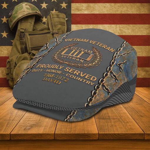 Personalized Vietnam Veteran Flat Cap, Custom Vietnam Veteran Jeff Cap QFTO5160502 - Image 3