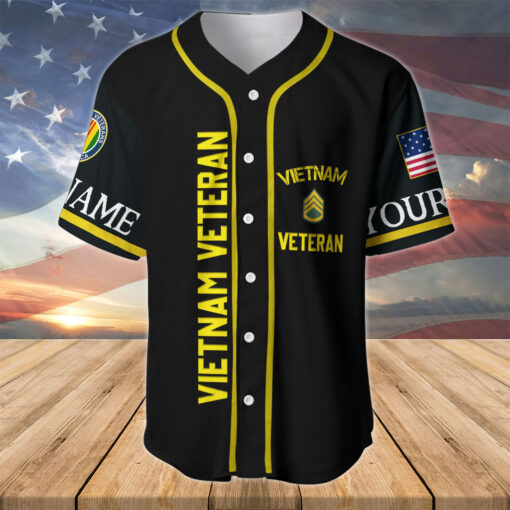 Vietnam Veteran Baseball Jersey, Custom Military Shirt with Rank, Proud Army Veteran Gift MQHH5290502 - Image 2