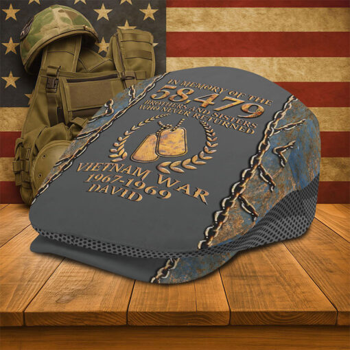 Personalized Vietnam Veteran Flat Cap, Custom Vietnam Veteran Jeff Cap QFTO5160503 - Image 3