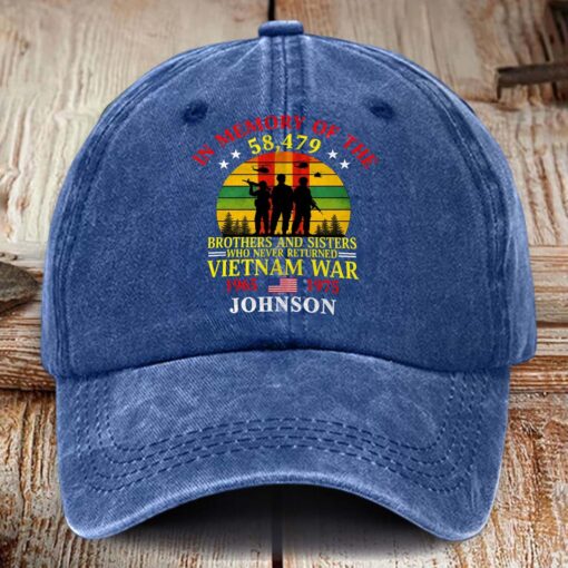 Personalized Vietnam Veteran Distressed Washed Cotton Printed Hat MQHM5290503 - Image 3