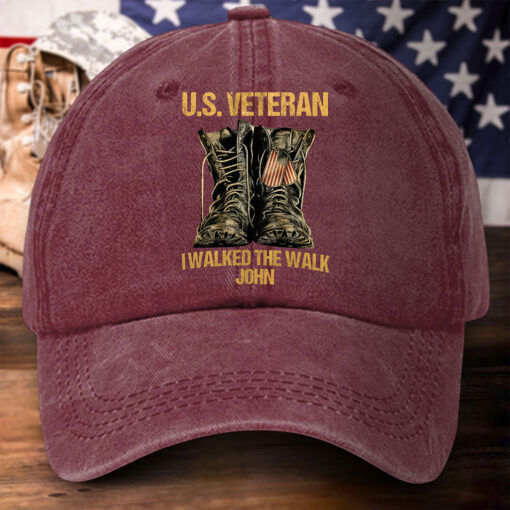 Personalized Us Veteran Distressed Washed Cotton Printed Hat, Gift for Veterans MQPY5120501 - Image 5