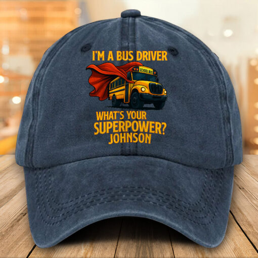 Personalized School Bus Distressed Washed Cotton Printed Hat MQTO5220501 - Image 3