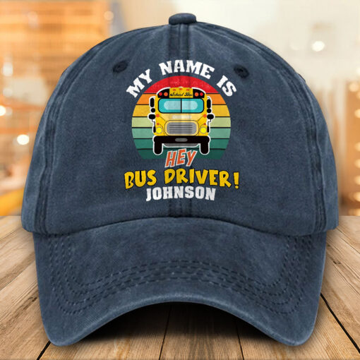 Personalized School Bus Distressed Washed Cotton Printed Hat MQTO5220502 - Image 7