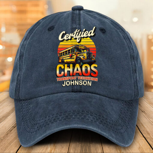 Personalized School Bus Distressed Washed Cotton Printed Hat MQTO5220503 - Image 5