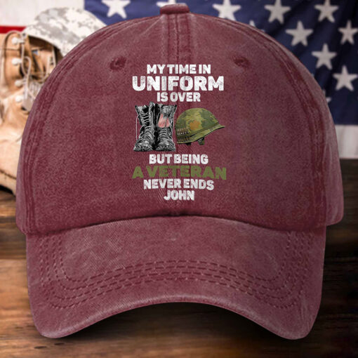 Personalized Us Veteran Distressed Washed Cotton Printed Hat, Gift for Veterans MQPY5120502 - Image 5