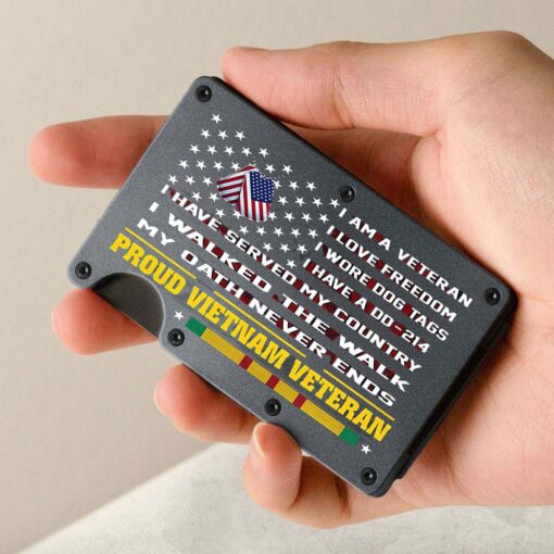 Personalized Vietnam Veteran Metal Card Holder, Metal Wallet QFHM5290405 - Image 3