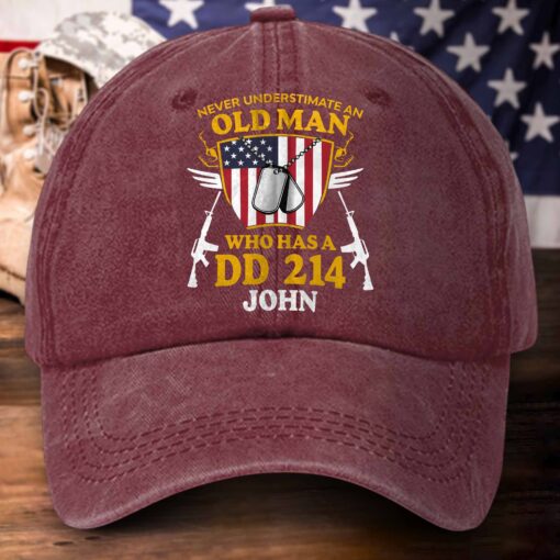 Personalized Us Veteran Distressed Washed Cotton Printed Hat, Gift for Veterans MQPY5120504 - Image 3