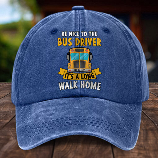 Personalized School Bus Distressed Washed Cotton Printed Hat MQHH5140503 - Image 3