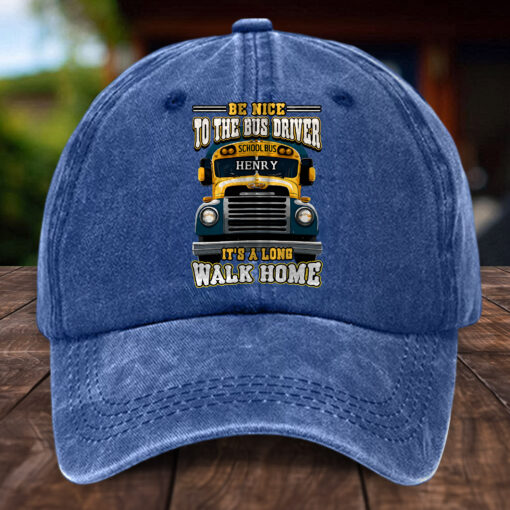 Personalized School Bus Distressed Washed Cotton Printed Hat MQHH5150502 - Image 5