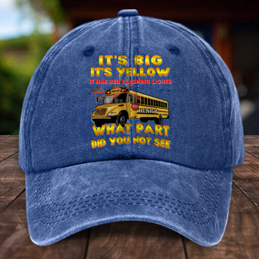 Personalized School Bus Distressed Washed Cotton Printed Hat MQHH5150503 - Image 5
