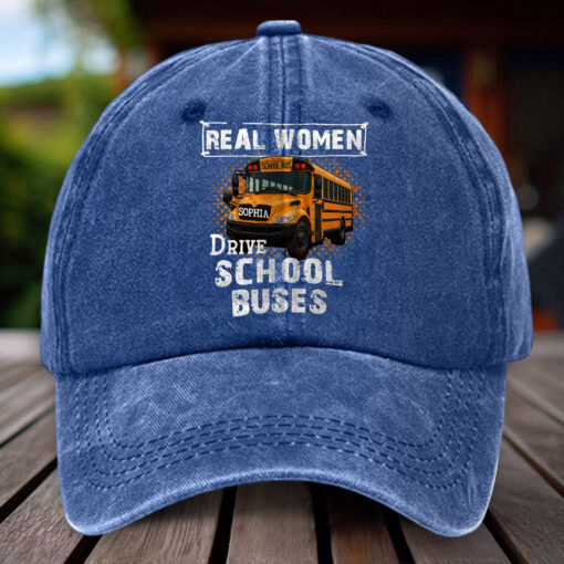 Personalized School Bus Distressed Washed Cotton Printed Hat MQHH5150504 - Image 3