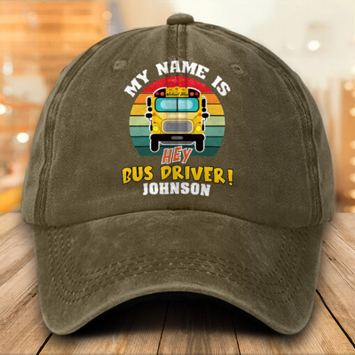 Personalized School Bus Distressed Washed Cotton Printed Hat MQTO5220502 - Image 6