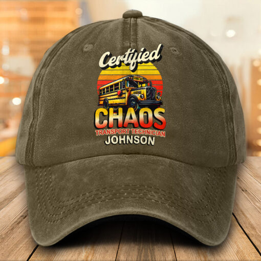 Personalized School Bus Distressed Washed Cotton Printed Hat MQTO5220503 - Image 4
