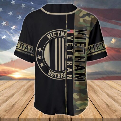 Vietnam Veteran Baseball Jersey, Custom Military Shirt with Rank, Proud Army Veteran Gift MQPY5270502 - Image 3