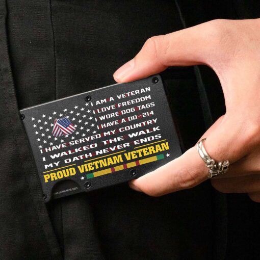 Personalized Vietnam Veteran Metal Card Holder, Metal Wallet QFHM5290405 - Image 4