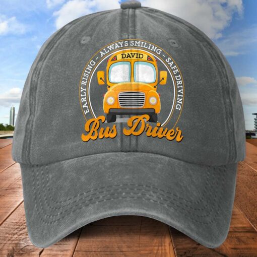 Personalized School Bus Distressed Washed Cotton Printed Hat MQND5220503 - Image 3