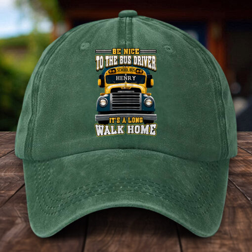 Personalized School Bus Distressed Washed Cotton Printed Hat MQHH5150502 - Image 6