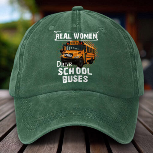 Personalized School Bus Distressed Washed Cotton Printed Hat MQHH5150504 - Image 4