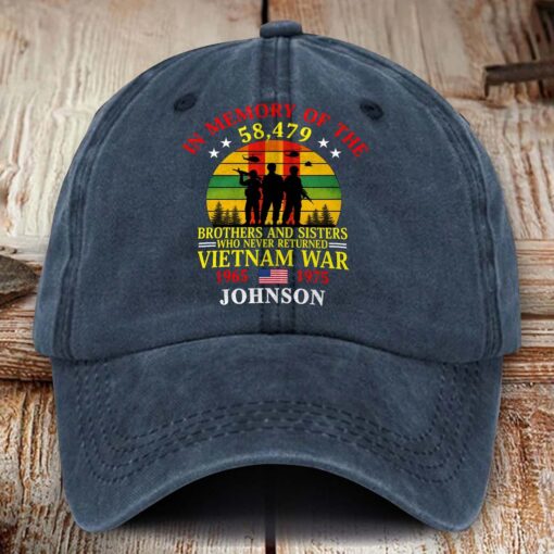 Personalized Vietnam Veteran Distressed Washed Cotton Printed Hat MQHM5290503 - Image 4