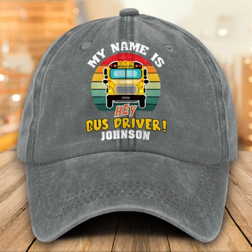 Personalized School Bus Distressed Washed Cotton Printed Hat MQTO5220502 - Image 5