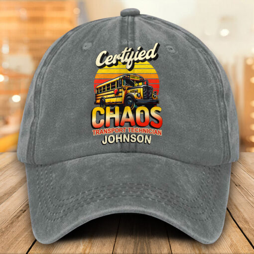Personalized School Bus Distressed Washed Cotton Printed Hat MQTO5220503 - Image 3