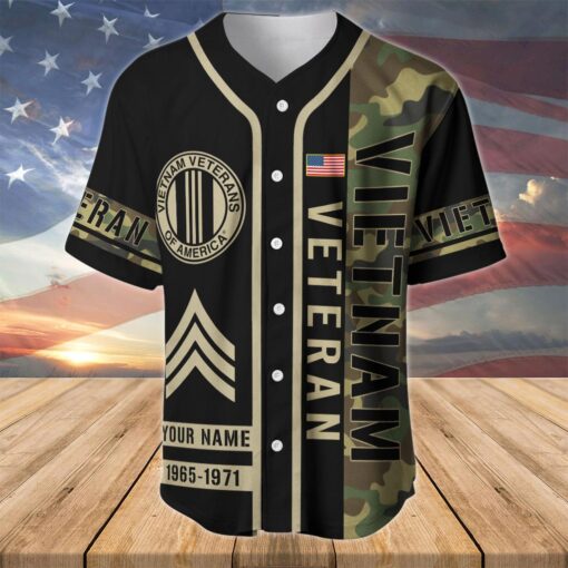 Vietnam Veteran Baseball Jersey, Custom Military Shirt with Rank, Proud Army Veteran Gift MQPY5270502 - Image 2