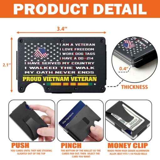 Personalized Vietnam Veteran Metal Card Holder, Metal Wallet QFHM5290405 - Image 5