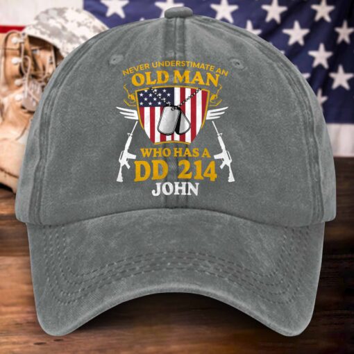 Personalized Us Veteran Distressed Washed Cotton Printed Hat, Gift for Veterans MQPY5120504 - Image 5
