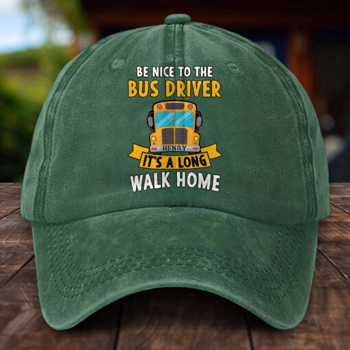 Personalized School Bus Distressed Washed Cotton Printed Hat MQHH5140503 - Image 2