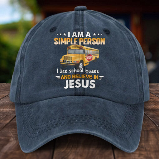 Personalized School Bus Distressed Washed Cotton Printed Hat MQHH5150505 - Image 3