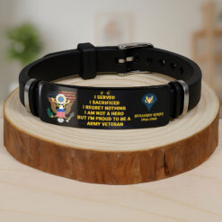 Personalized US Army Veteran Bracelet – Custom Name, Rank & Service Years Gift for Military Retired Men MQTZ5070507