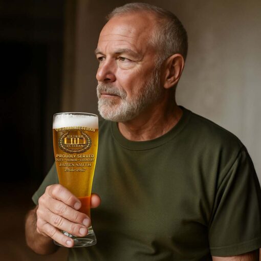 Personalized Vietnam Veteran Pilsner Glass, Vietnam Veteran Proudly Served Duty - Honor - Country NPHM5210503 - Image 5