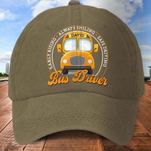 Personalized School Bus Distressed Washed Cotton Printed Hat MQND5220503 - Image 5
