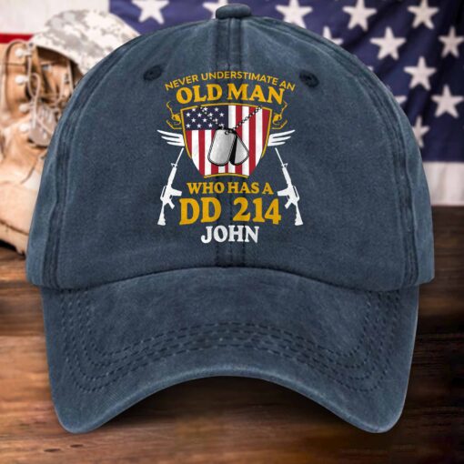 Personalized Us Veteran Distressed Washed Cotton Printed Hat, Gift for Veterans MQPY5120504 - Image 2