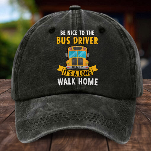 Personalized School Bus Distressed Washed Cotton Printed Hat MQHH5140503