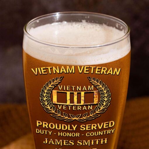 Personalized Vietnam Veteran Pilsner Glass, Vietnam Veteran Proudly Served Duty - Honor - Country NPHM5210503 - Image 6