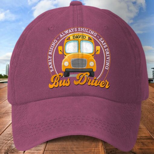 Personalized School Bus Distressed Washed Cotton Printed Hat MQND5220503 - Image 6