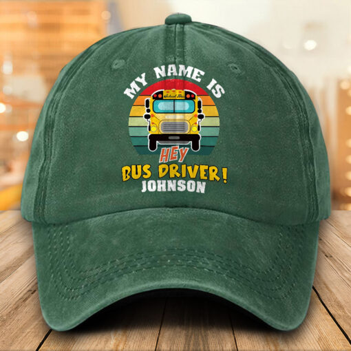 Personalized School Bus Distressed Washed Cotton Printed Hat MQTO5220502 - Image 4