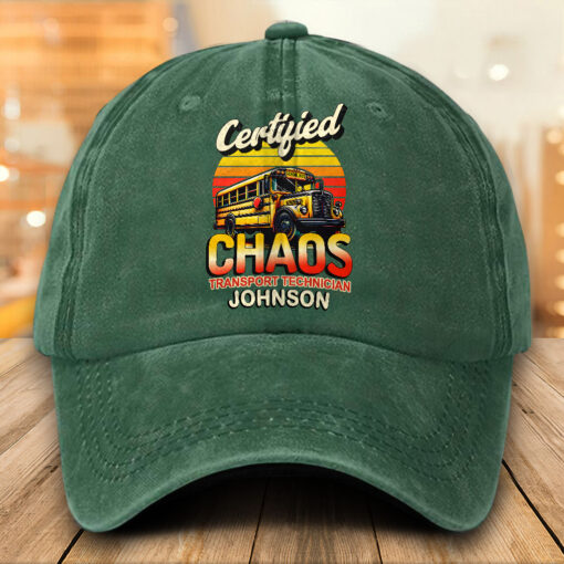 Personalized School Bus Distressed Washed Cotton Printed Hat MQTO5220503 - Image 7