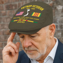 Personalized Vietnam Veteran Flat Cap, Custom Vietnam Veteran Jeff Cap QFTO5150502