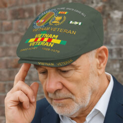 Personalized Vietnam Veteran Flat Cap, Custom Vietnam Veteran Jeff Cap QFTO5150503