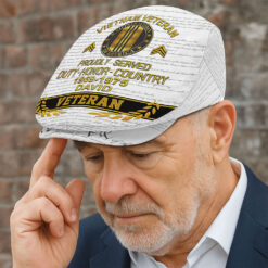 Personalized Vietnam Veteran Flat Cap, Custom Vietnam Veteran Jeff Cap QFTO5160501
