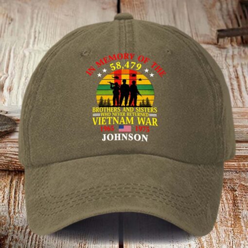 Personalized Vietnam Veteran Distressed Washed Cotton Printed Hat MQHM5290503 - Image 5